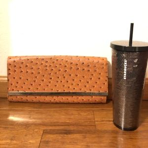 Camel Color Clutch w/ Gold Chain Shoulder bag